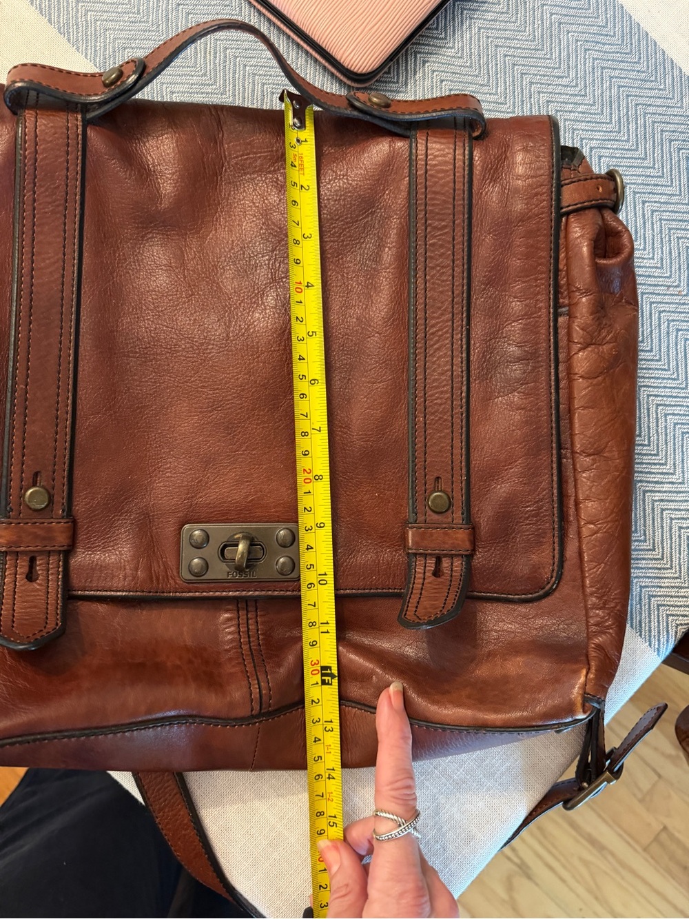 Fossil Brown Leather Crossbody Satchel - Picture 13 of 15